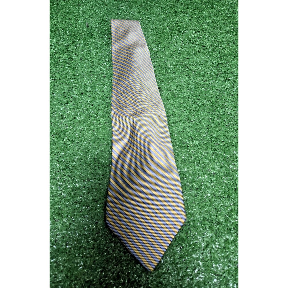 Brooks Brothers Makers Silk Tie – Yellow / Blue Stripe – Made in USA